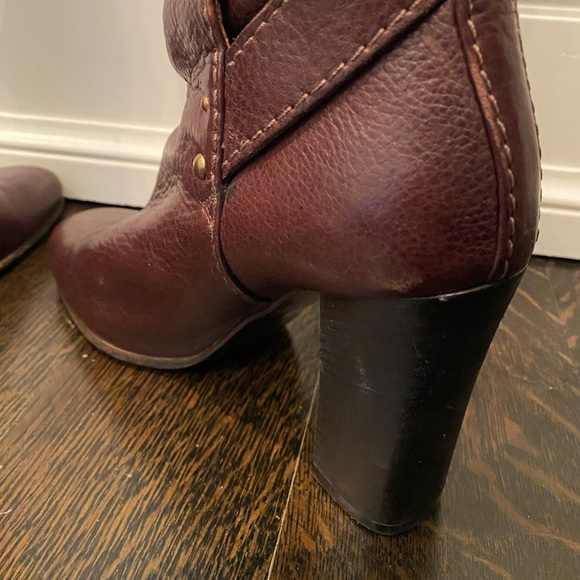 Chloe Burgundy Heeled Boots - Picture 5 of 11